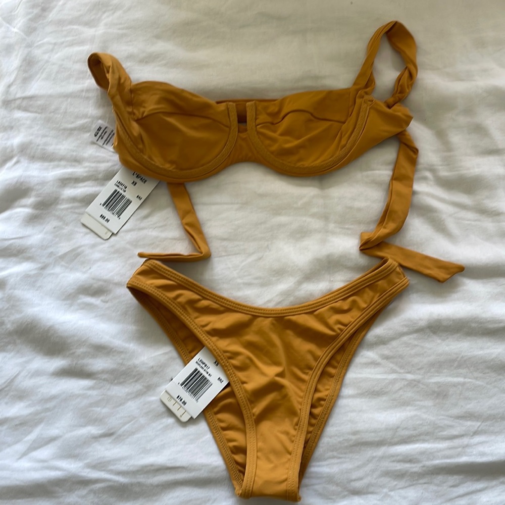 LSpace Golden Bralette Bathing suit Set
